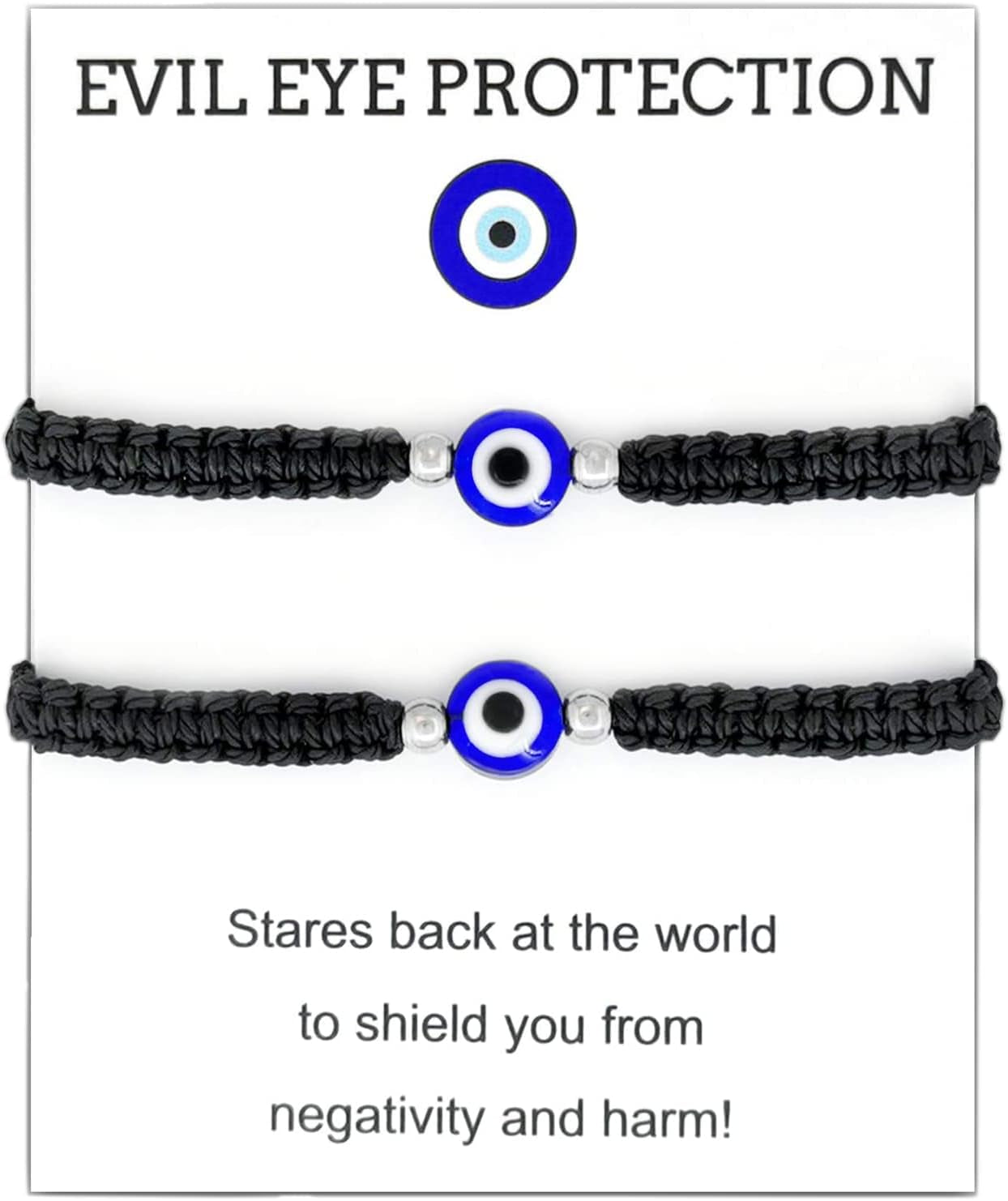 2 Pcs Evil Eye Bracelets for Women, Protection Bracelet for Men Kids, Negative Energy Evil Eye Jewelry Nazar Bracelet, Red String Bracelet for Protection